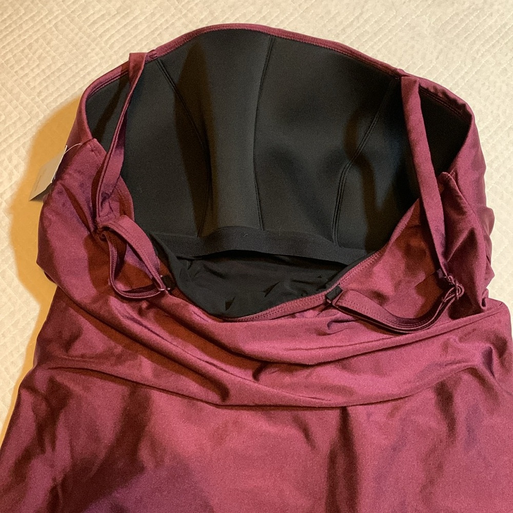 NWT Swim by Cacique Ruched Tankini Top, Nylon Spandex, Purple Wine, Size 18 - Picture 4 of 15